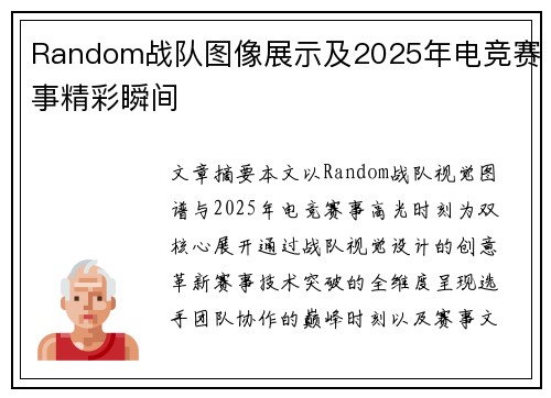 Random战队图像展示及2025年电竞赛事精彩瞬间